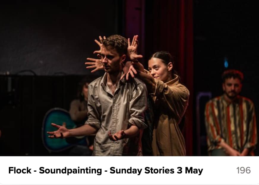Soundpainting Show - 3 May An album cover of an actor, with a dancer behind him spreading her hands around his head